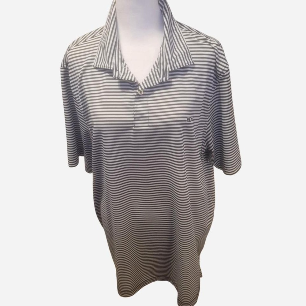 Vineyard Vines Navy‎ and White Striped Polo